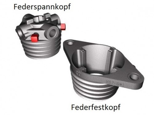 Federspannkopf + Federfestkopf 67 mm